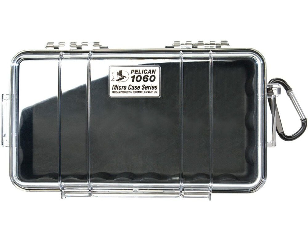 Pelican 1060 Polycarbonate 0.05 Cu-Ft. Micro Case, Black/Clear – 1060-025-100