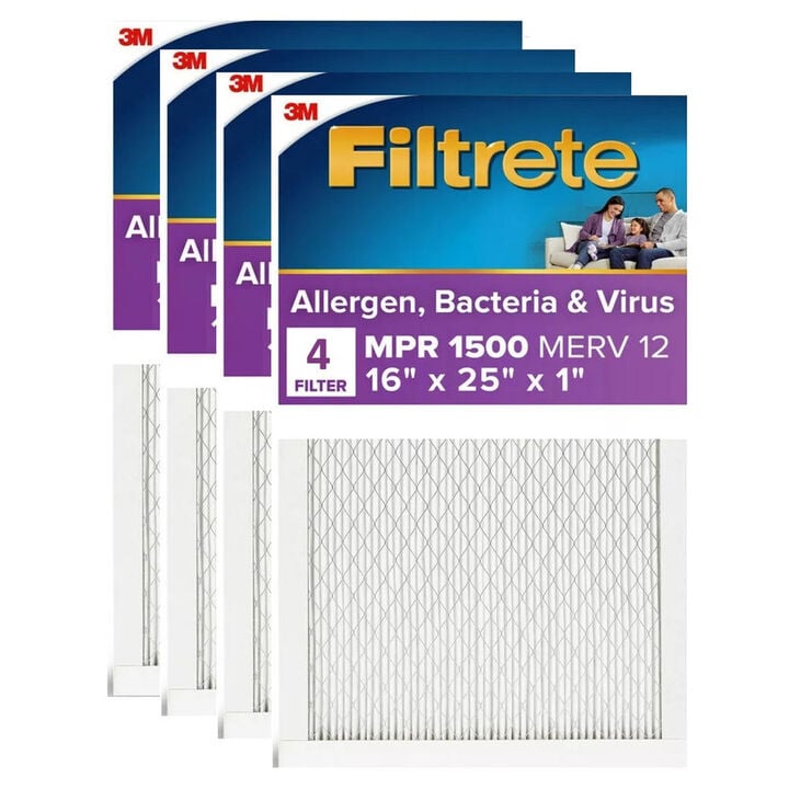 3M Filtrete 16 x 25 x 1-Inch 1500 MPR MERV 12 Allergen Defense Furnace Air Filter 4 Pieces, large image number 0