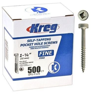 Kreg 1-1/4in #6 Fine Pan-Head Zinc Pocket Screw - 500ct, large image number 0