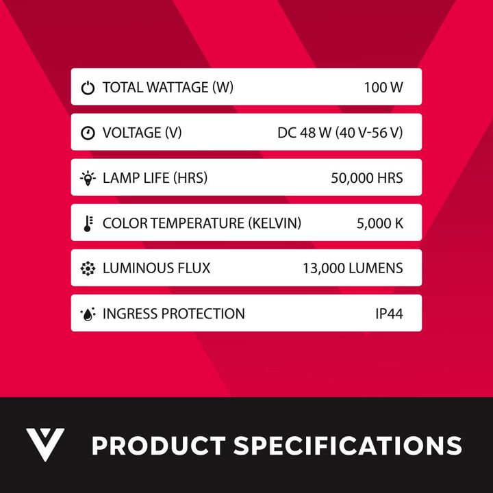 Volterrex 48V 10Ah 100W 13000 Lumens LED Work Light Kit with Tripod Stand, large image number 12