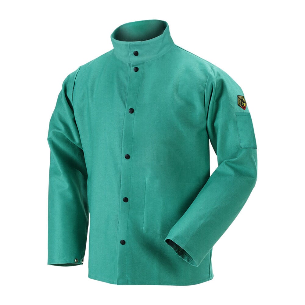 Black Stallion Welding Jacket 12oz Green FR Cotton 3X, large image number 2