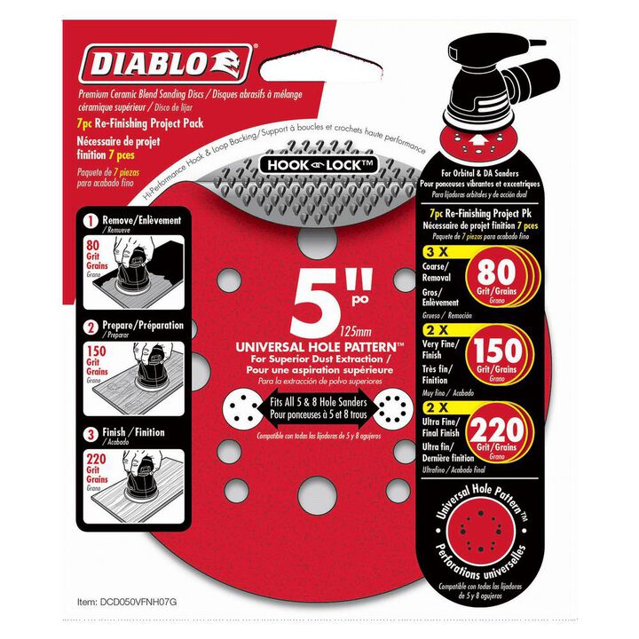 Diablo Tools 5in ROS Hook & Lock Disc Project Pack Refinish (7-Pack), large image number 3