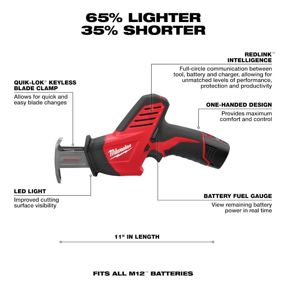 Milwaukee M12 HACKZALL Reciprocating Saw One Battery Kit, large image number 3