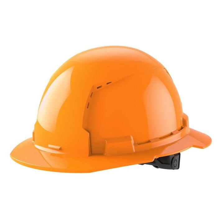 Milwaukee White Full Brim Vented Hard Hat with 6pt Ratcheting Suspension Type 1 Class C Orange
