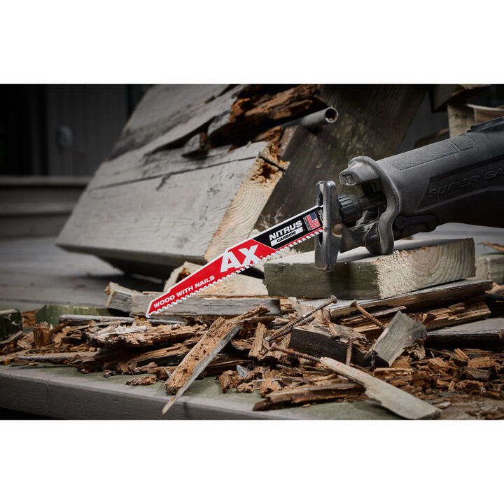 Milwaukee 9 Inch 5 TPI AX with NITRUS Carbide Teeth SAWZALL Blade for Wood with Nails 3 Pieces, large image number 8