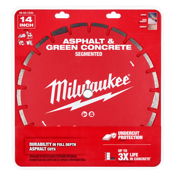 Milwaukee 14 Inch Segmented Rim Diamond Blade for Asphalt and Green Concrete, large image number 7