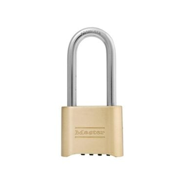 Master Lock 2" Padlock Combination Wide Resettable Brass with 2 1/4" Stainless Steel Shackle, large image number 0