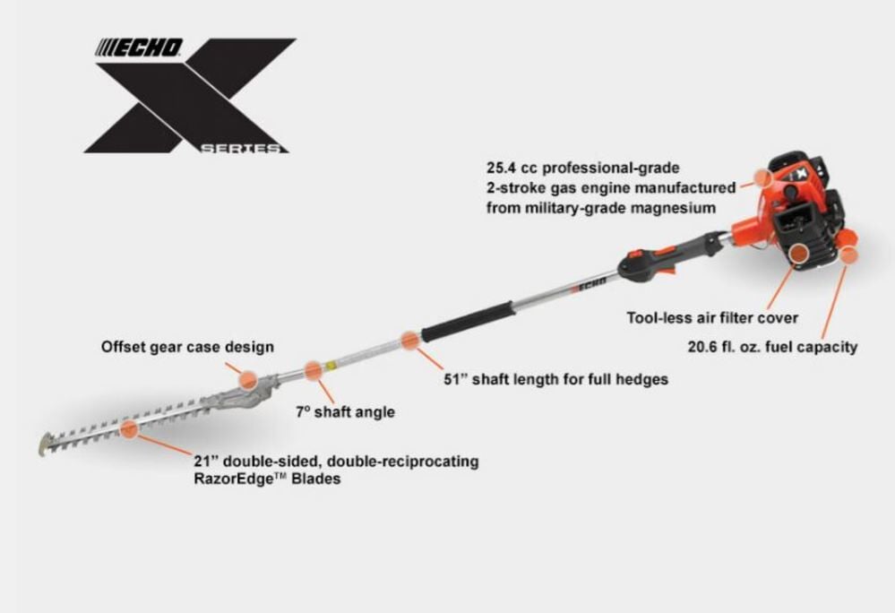 Echo Hedge Trimmer 21in 25.4cc 2 Stroke Gas Double Sided Blade, large image number 2