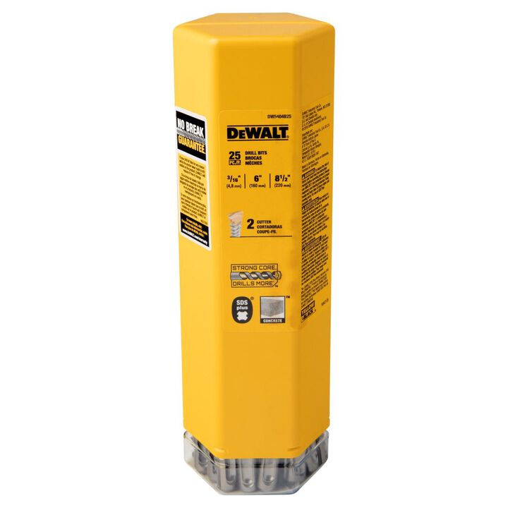 DEWALT 3/16 x 6-1/2 x 8-1/2 Inch SDS+ Hammer Bit Pack of 25, large image number 6
