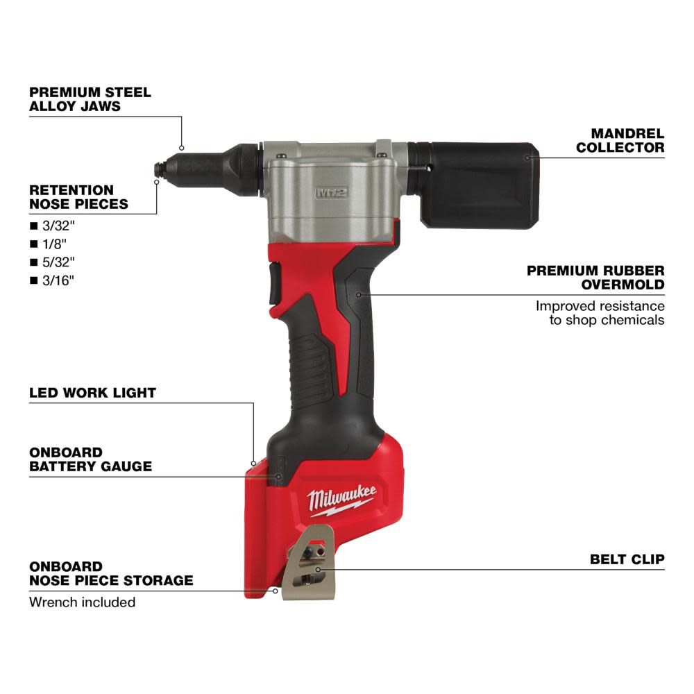 Milwaukee M12 Cordless Rivet Gun Bare Tool 2550 20 Acme Tools