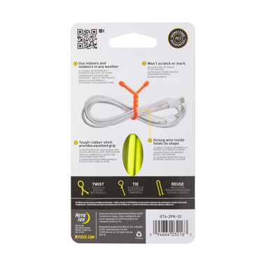 Nite Ize Gear Tie Reusable Rubber Twist Tie 6in 2pk Neon Yellow, large image number 1