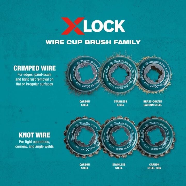 Makita X-LOCK 3in Brass Coated Carbon Steel Crimped Wire Cup Brush, large image number 5