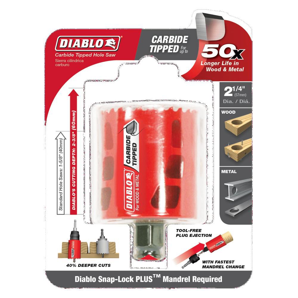 Diablo Tools 2-1/4in (57mm) Carbide-Tip Wood & Metal Holesaw, large image number 3