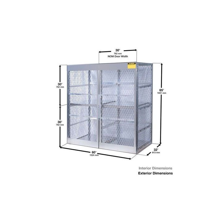 Justrite Aluminum Gas Cylinder Cabinet Locker Combo for 20-33 Lbs Cylinder, large image number 1