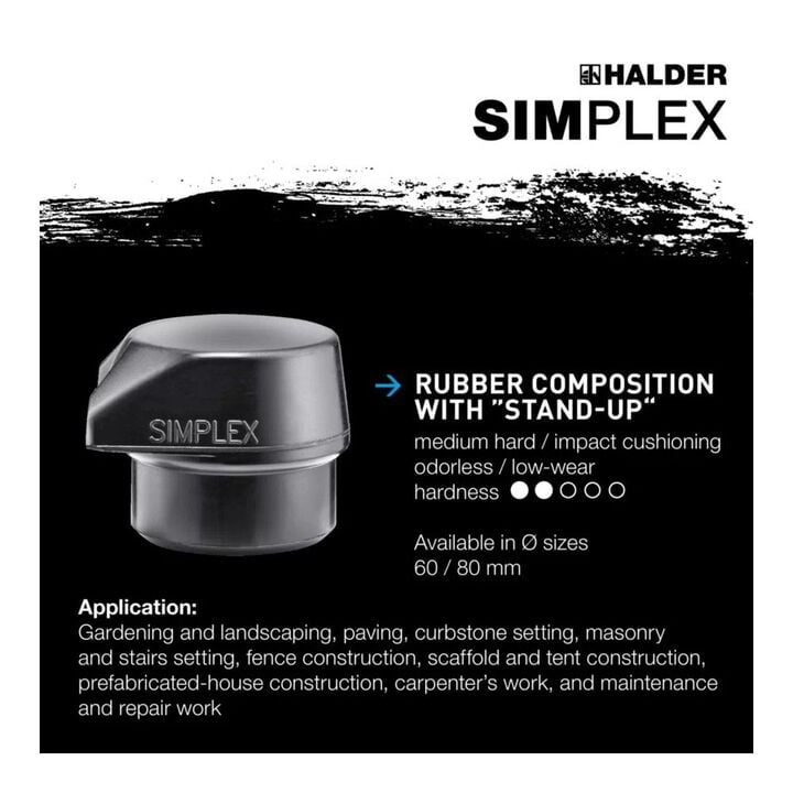 Halder Inc Rubber/Superplastic Head Simplex Soft-Face Mallet with Wooden Handle, large image number 5