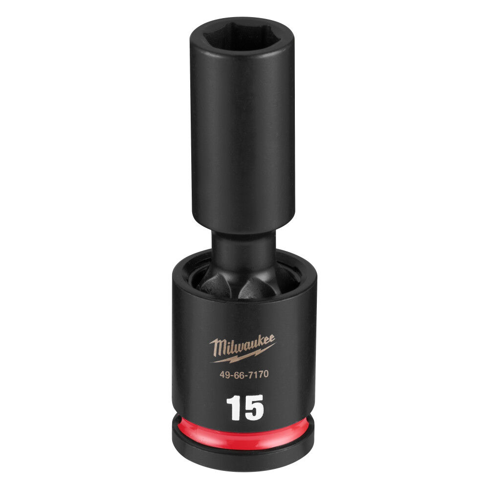 Milwaukee SHOCKWAVE Impact Duty 1/2 Inch Drive 15MM Deep Swivel Socket - 49-66-7170