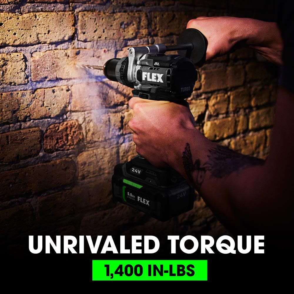 FLEX 24V 1 2 In. 2 Speed Hammer Drill With Turbo Mode Kit FX1271T