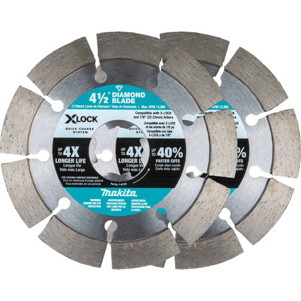 Makita XLOCK 4 1/2 Inch Segmented Rim Diamond Blades for Masonry (2 Pack), large image number 1