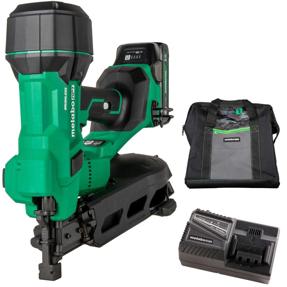 Metabo HPT 18V MultiVolt Brushless 1-3/4 Inch Coil Roofing Nailer Kit – NV1845DAM
