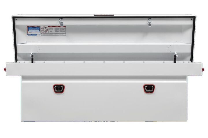 Weather Guard Saddle Truck Tool Box Steel Full Deep White, large image number 1