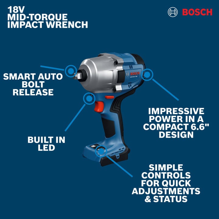 Bosch 1/2 Inch Mid-Torque Impact Wrench (Bare Tool), large image number 1