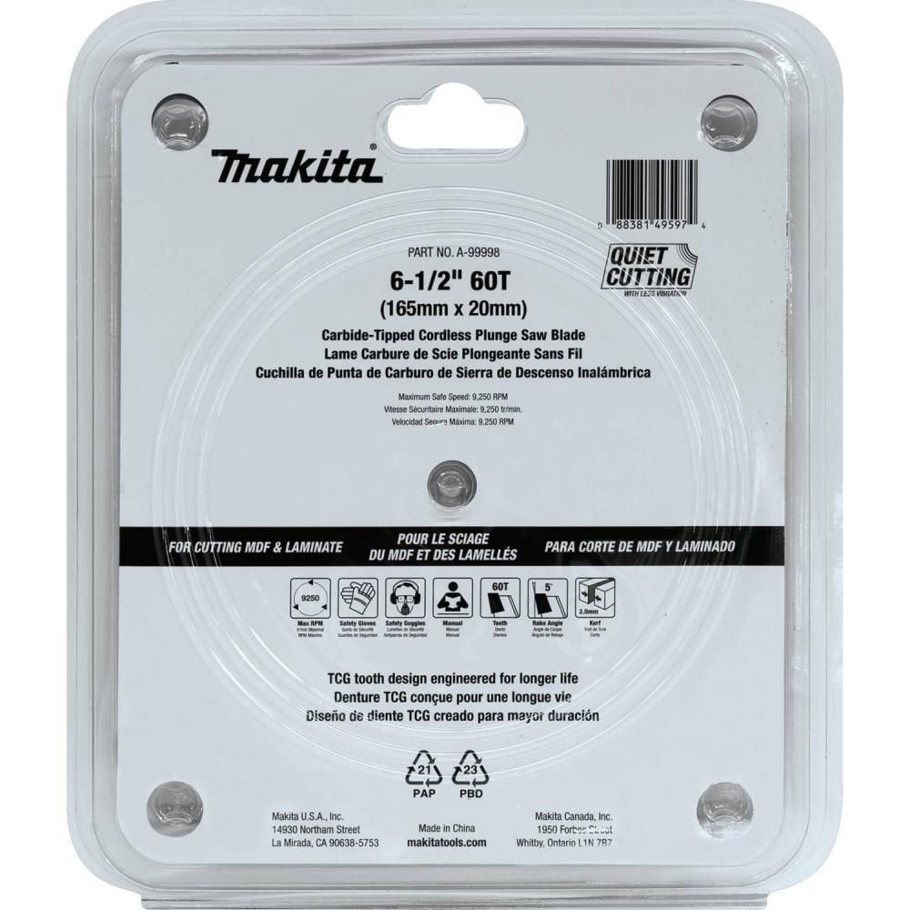 Makita 6-1/2in 60T (TCG) Carbide-Tipped Cordless Plunge Saw Blade, large image number 3