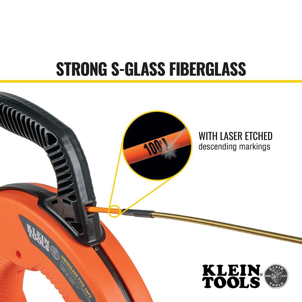 Klein Tools 100' Fiberglass Fish Tape with Leader, large image number 5