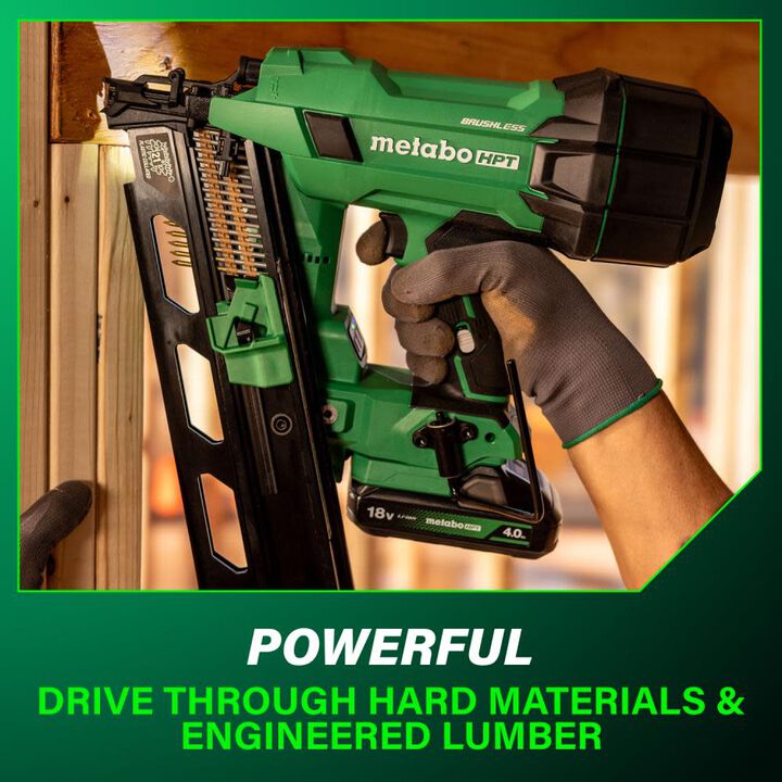Metabo HPT 18V MultiVolt Cordless 21 Degree 3-1/2 Inch Plastic Strip Framing Nailer Kit &  18 Inch Extended Magazine Bundle, large image number 7