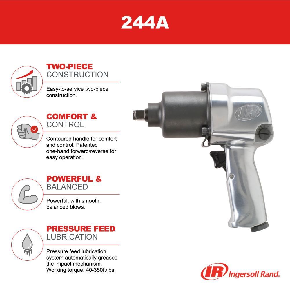 Ingersoll Rand 1/2 Inch Square Impactool Air Pistol, 500 Ft-Lbs Max Torque, large image number 3