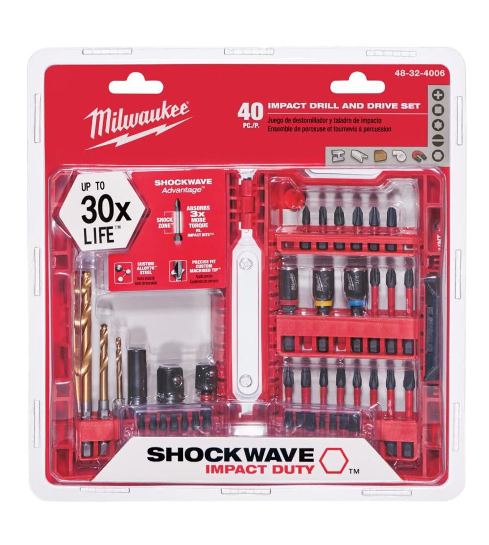 Milwaukee mixed shockwave bit 2025 set 32 pieces