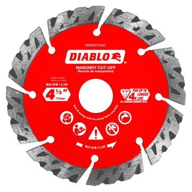 Diablo Tools 4-1/2in Diamond Segmented Turbo Cut-Off Discs for Masonry