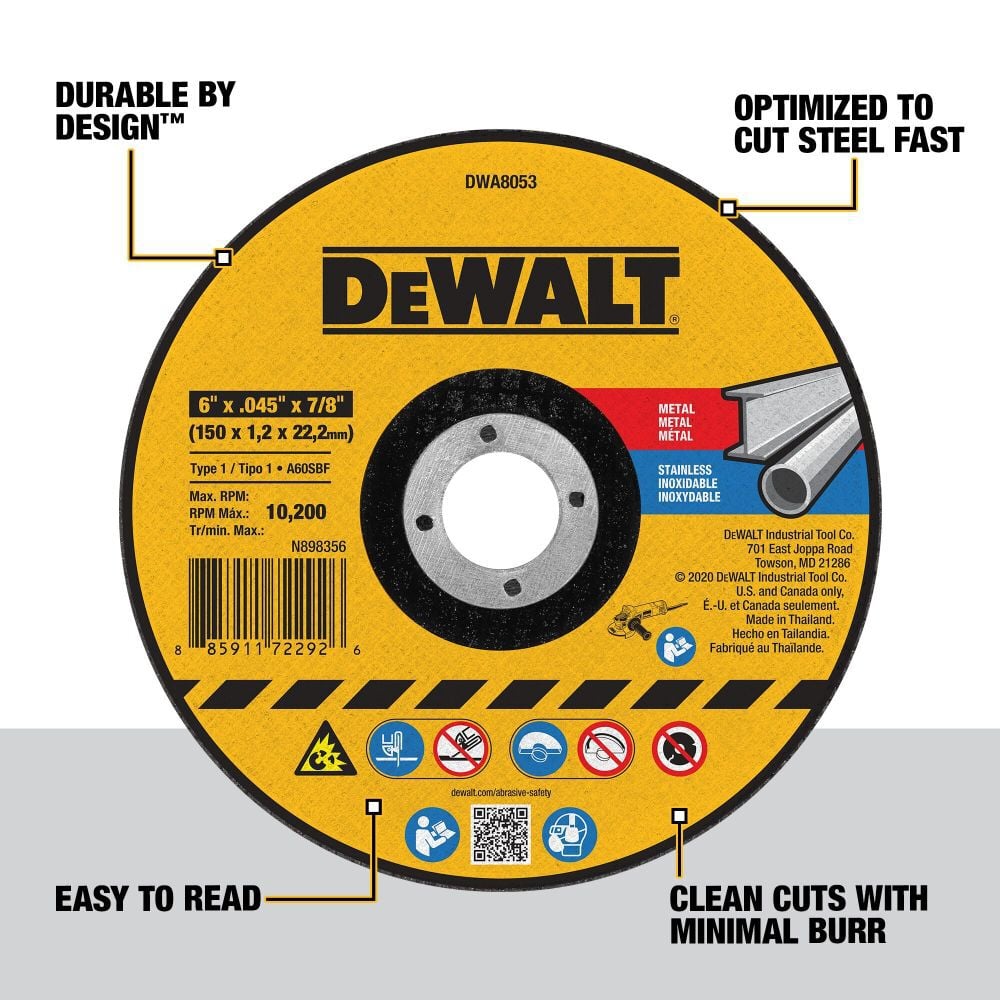 DEWALT 6 Inch x .045 Inch x 7/8 Inch General Purpose Cutting Wheel, large image number 2