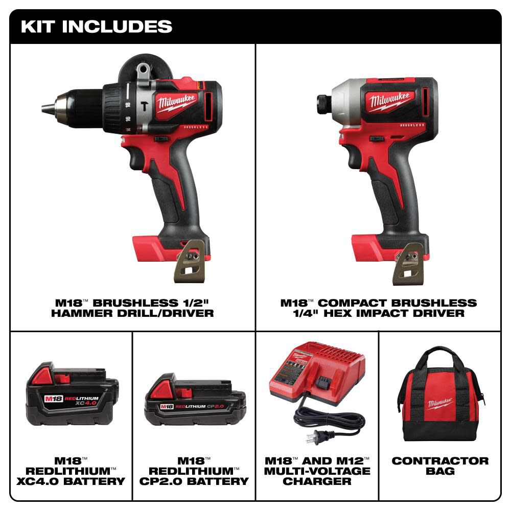 Milwaukee M18 Brushless Hammer Drill Impact Combo Kit 2040 2893 22cx Simolary simolary.com 6