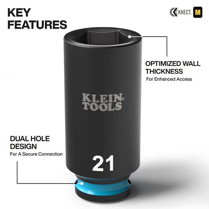 Klein Tools KNECT Deep-Well 3/8-Inch Drive Impact Socket Set, Metric, 9 Pieces, large image number 4