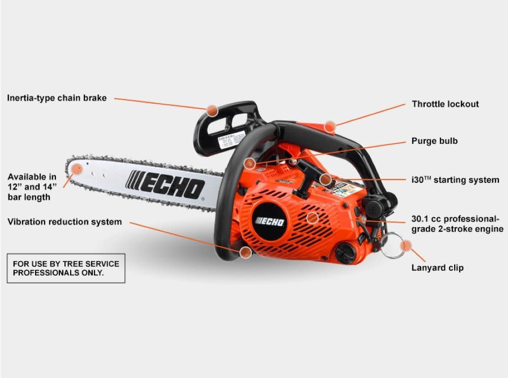 Echo Top Handle Chainsaw with 12inch Bar & Chain 30.1cc CS303T12
