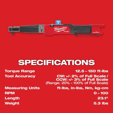 Milwaukee M12 FUEL 1/2inch Digital Torque Wrench with ONE-KEY 