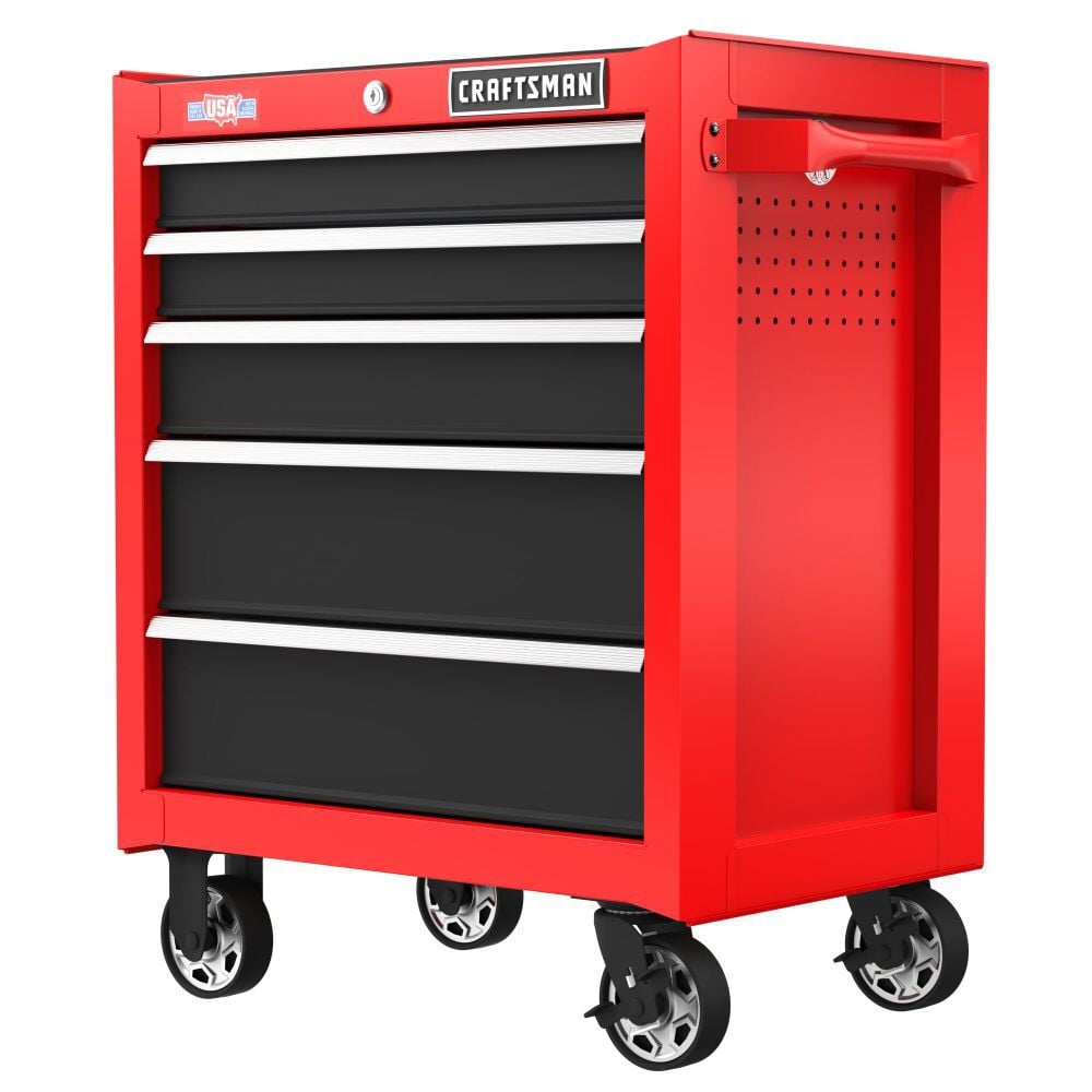CRAFTSMAN S2000 26 Inch 5-Drawer Rolling Tool Cabinet, Red – CMST98264RB