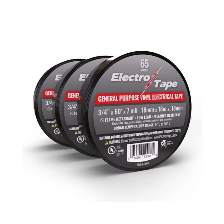 Electro Tape 60 Ft. x 3/4 Inch Black Vinyl General Purpose Electrical Tape