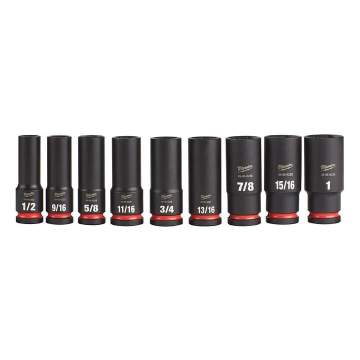 Milwaukee Impact Socket 1/2in Drive SAE 6 Point 9pc, large image number 2