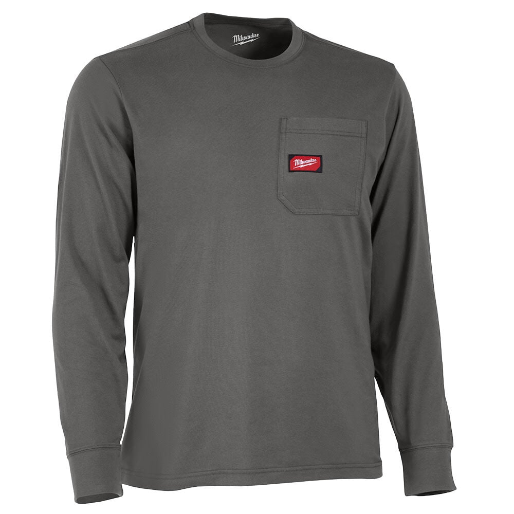 Milwaukee GRIDIRONPocket T-Shirt Long Sleeve Gray Size 2XL – 606G-2X