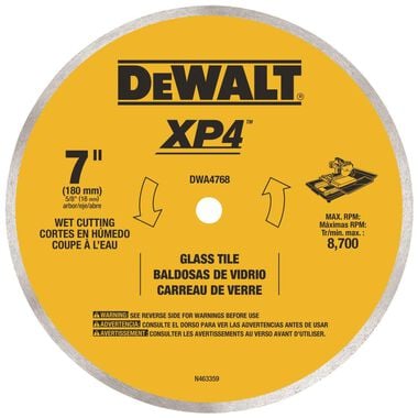 DEWALT 7-in Continuous Rim Glass Tile Blade, large image number 0
