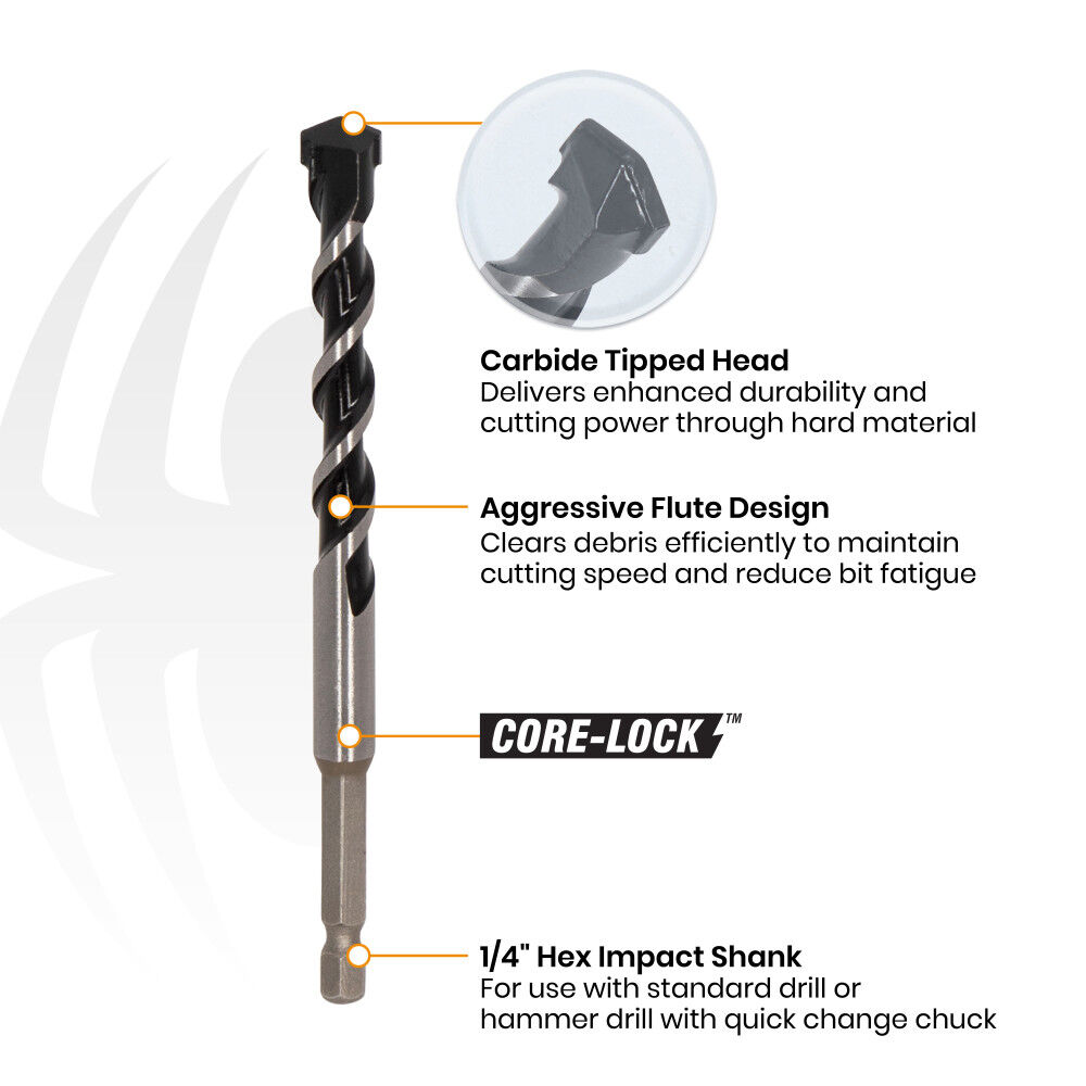 Spyder 1/8 Inch x 3 Inch Carbide-Tipped Impact Shank Hammer Drill Bit, large image number 3
