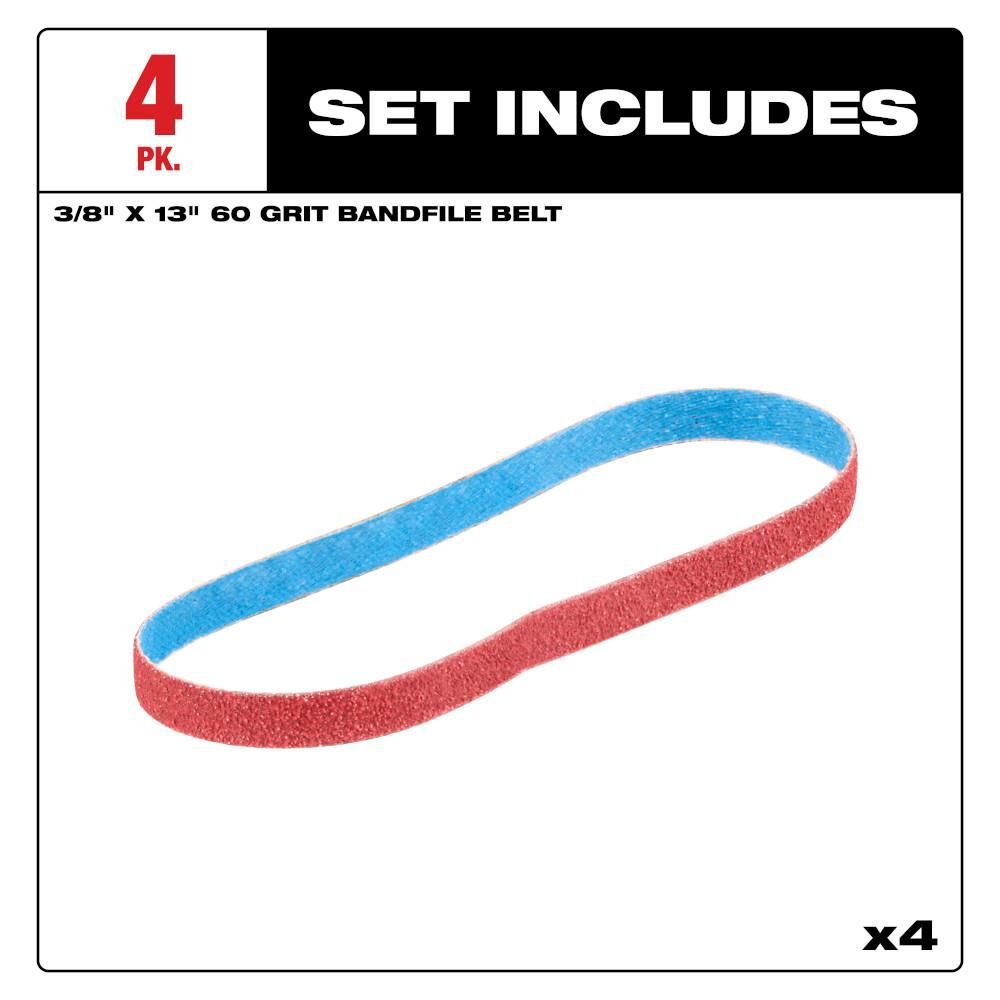 Milwaukee 3/8 Inch x 13 Inch 60 Grit Bandfile Belts  4 Pack, large image number 2