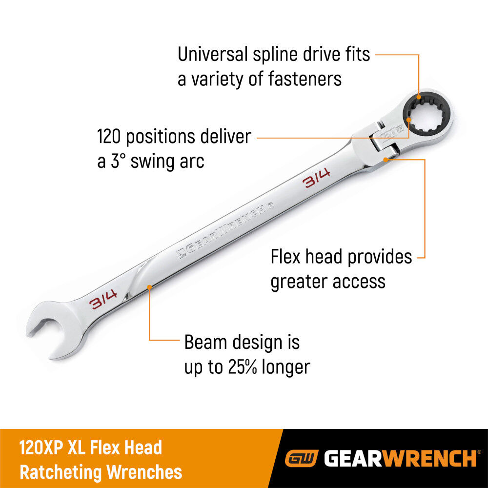 GEARWRENCH WR RAT COMB FLEX 120XP 3/8", large image number 3