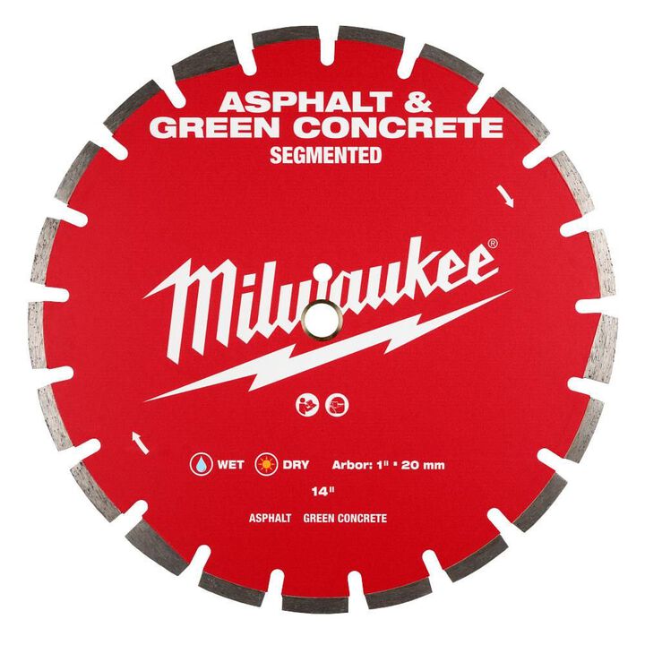 Milwaukee 14 Inch Segmented Rim Diamond Blade for Asphalt and Green Concrete