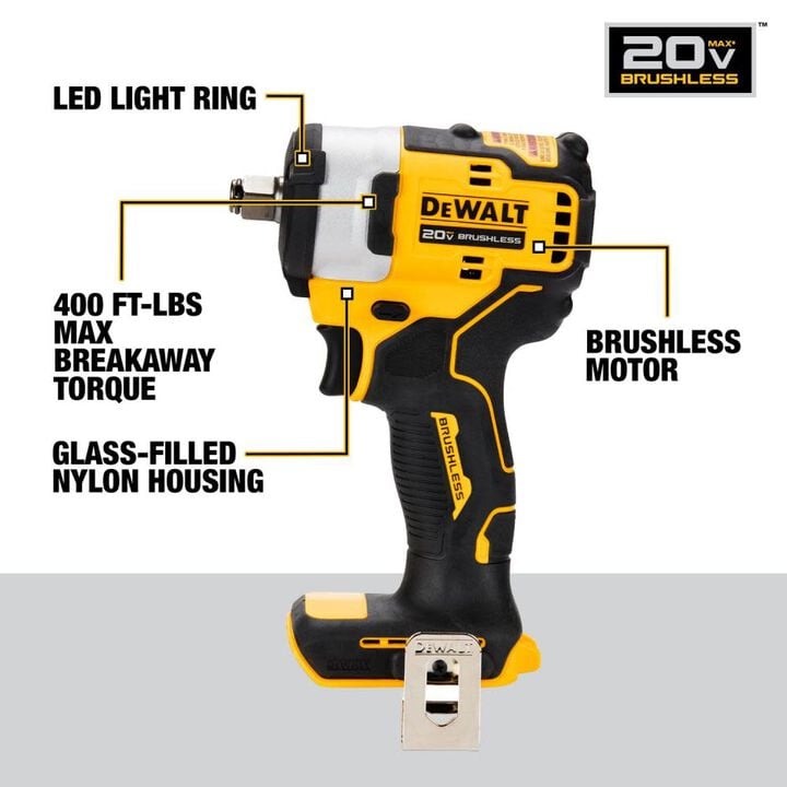 DEWALT 20V MAX 1/2in Impact Wrench Hog Ring Anvil (Bare Tool), large image number 7