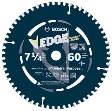Bosch 7-1/4 In. 60 Tooth Construction Portable Saw Blade Ultra-Fine Finish, large image number 0
