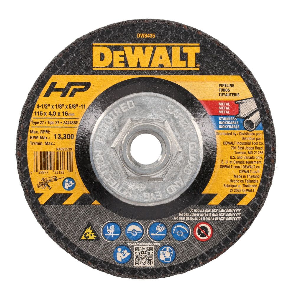 DEWALT High Performance Pipeline Wheel 4-1/2 In. x 1/8 In., large image number 1