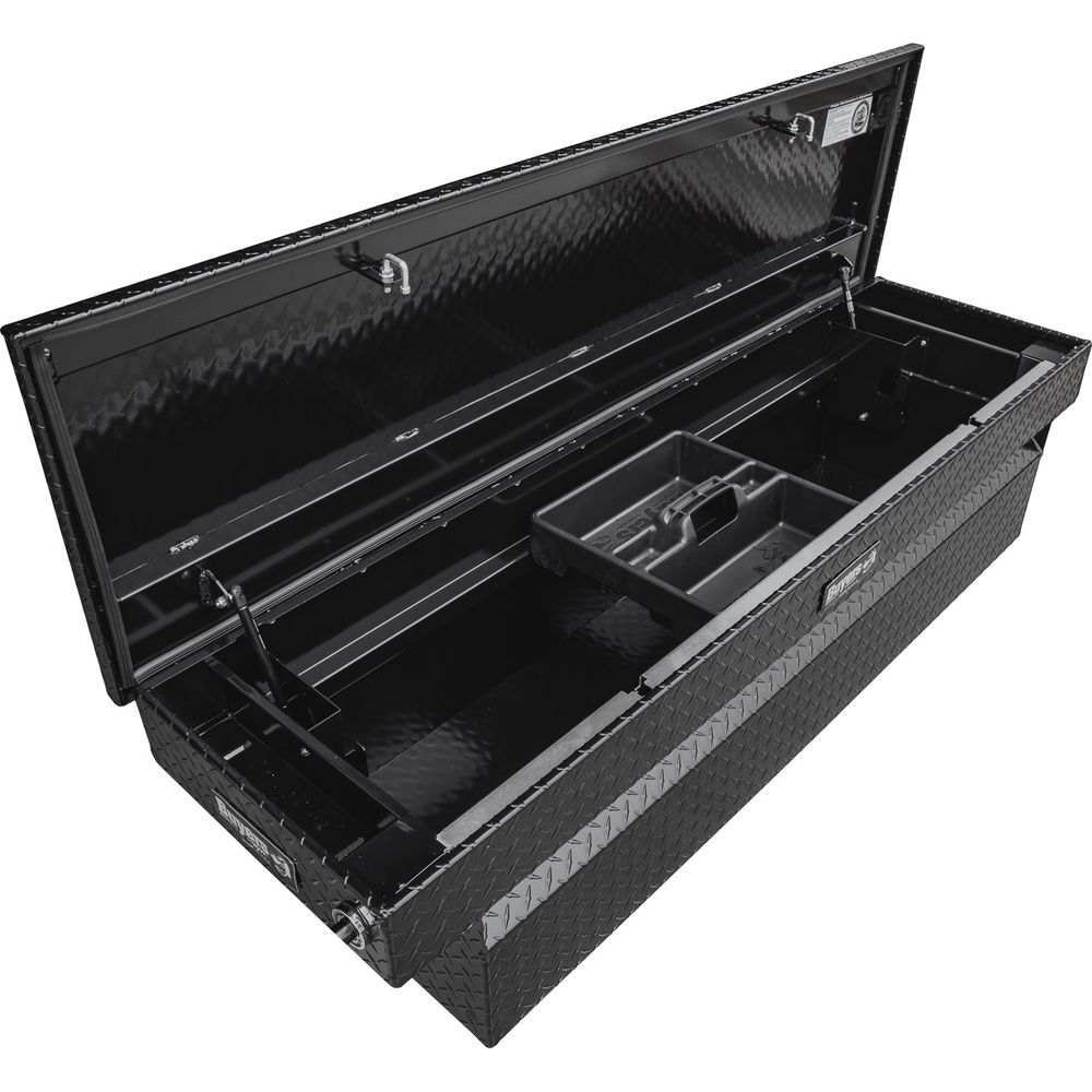 Buyers Products Company 18 Inch x 27 Inch x 71 Inch Diamond Tread Aluminum Crossover Truck Box, Gloss Black, large image number 5