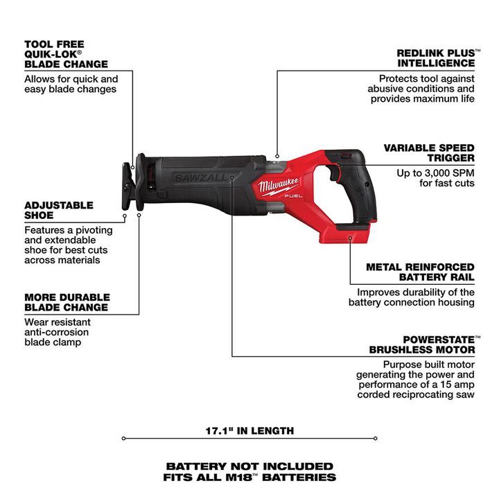 Milwaukee M18 FUEL SAWZALL Reciprocating Saw (Bare Tool), large image number 5